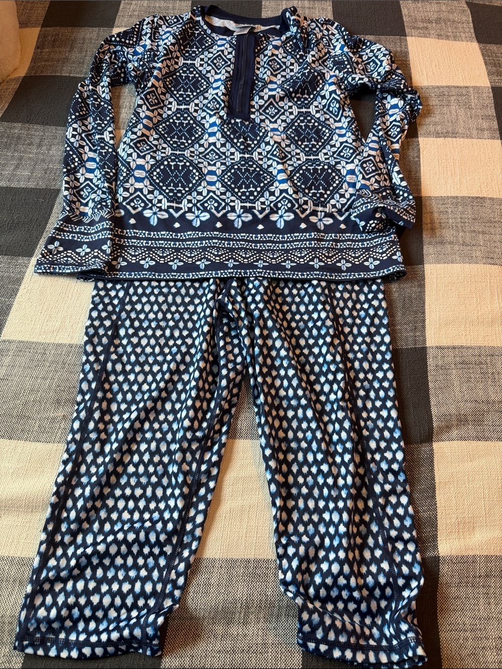 Tommy Bahama Navy and White Printed Rash guard set